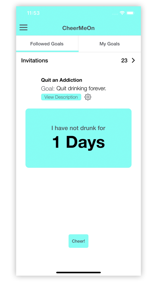 CHeerMeOn -  Goal Tracking App screenshot 6